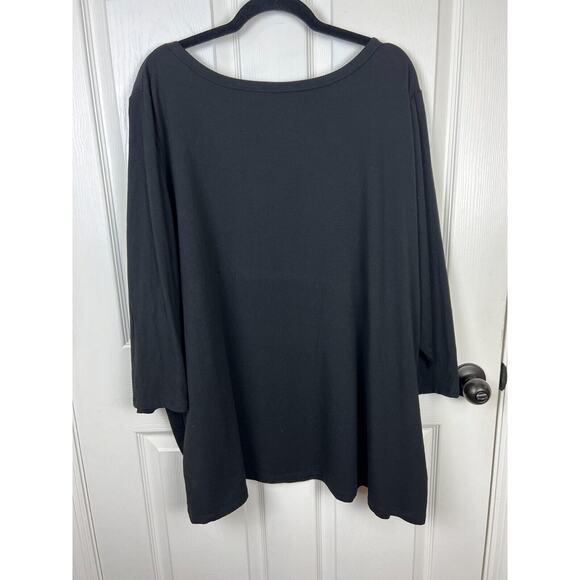 Susan Graver Weekend Essentials Cotton Modal Black Long Sleeve Tee 4X A638774 - Picture 8 of 8